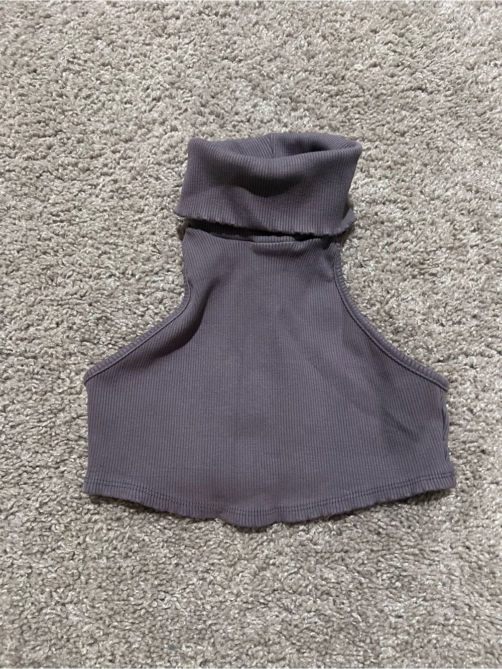Fashion Nova Snatched Mock Neck Crop Top — Charcoal